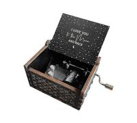 QENETY Carillon in legno con manovella "Can't Help Falling in Love", Carillon in legno con manovella, regalo per San Valentino, compleanno, Natale (Nero-4)