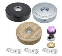 QENETY Espositore a LED rotante, base rotante con luce bianca colorata, base per display USB, base con luce LED con 4 modalità di rotazione e 8 modalità di luce, per arte in vetro con cristalli (3