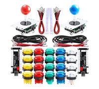 Qenker Kit fai da te per gioco arcade a 2 giocatori per USB MAME PC e Raspberry Pi - 2 joystick, 20 pulsanti LED, 2 encoder a ritardo zero (colori misti)