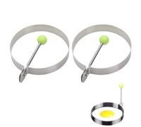 QEQSHQO 2 Pezzi Anelli per Uova, Edelstahl, Uovo Fritto Stampo Antiaderenti, Rotondi Stella Cuore Fiore, Stampi per Uova con Spazzola in Silicone, per Pancake, Polpettone