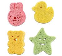 QEQSHQO 4pcs Baby Relax Sponge Spugnetta Neonato Bagnetto Simpatiche Per Il Bagnetto Dei Bambini E Dei Neonati Spugna Ultra Assorbente Spugne Riutilizzabili E Lavabili
