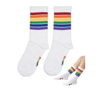 QEQSHQO Calzini Arcobaleno Pride 1 Paio Bianchi Strisce Unisex | Calze Sportive e Casual per Uomo Donna LGBTQ+ Orgoglio. Ideali per CSD Eventi e Regalo.