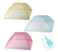 QEQSHQO Coprivivande a Rete Pieghevole 3 Pezzi 32x32cm, 3 Colori, Copertura Antimosche per Alimenti Feste Outdoor Picnic BBQ