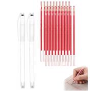 QEQSHQO Pennarelli per Tessuti Cancellabili a Caldo, 2 Penne + 20 Refill Rossi | Marcatura Precisione per Cucito & Quilting | Tracce Chiare che Spariscono col Vapore, Zero Residui