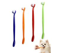 QEQSHQO Spazzolino per Cani e Gatti Set da 4, Spazzolino Denti Cane Doppia Testa per Pulizia Denti Cane, Colori Diversi contro Contaminazione Crociata (Blu, Verde, Rosso, Arancione)