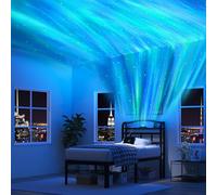 QEROMY Struttura letto matrimoniale - Testiera portaoggetti con proiettore Galaxy Aurora Star e stazione di ricarica, 45,7 cm, struttura letto in metallo resistente, senza bisogno di molle di scatola