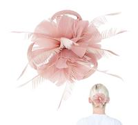 QERUTK Fermaglio per capelli con piume di lino, fascinator, cappello con piume a rete, spilla vintage per matrimoni, tea party, per chiesa, cocktail party