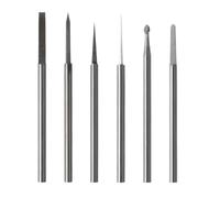 Qerwsdty Set di Coltelli da Incisione e Intaglio In Acciaio al Tungsteno da 6 Pezzi con Manico In D'Oliva. Fresa A Punta di Diamante Argentato A Forma di con Gambo da 3,0mm.