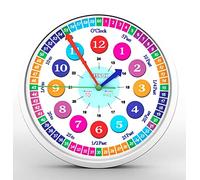 Qesnox Orologio da parete per bambini, silenzioso, senza ticchettio, per la camera da letto e l'ufficio dei bambini, insegna, legge e impara a leggere il tempo (30 cm)