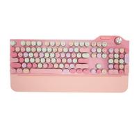 QESTO Tastiera retrò per macchina da scrivere, retroilluminazione a LED, 107 tasti, 2,4 G/BT5.1/USB, cablata, tre modalità, tastiera meccanica blu Swich, tastiera rotonda punk con manopola di