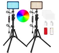 QEUOOIY 2 Pachetto Kit di Luci per Videoconferenze, Video Luce LED Dimmerabile 2500K -6500K con Telecomando, kit di illuminazione da studio per registrazioni video e fotografie YouTube,1,6m