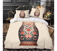 QEVAWPAE bambola russa Set Di Copripiumino 3 Pezzi morbida microfibra motivo 3D incluso federe con federa gente copripiumino for bambini adulti ragazzi Single（140x200cm）