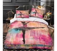 QEVAWPAE Ragazza ballerina Set Di Copripiumino 3 Pezzi morbida microfibra motivo 3D cerniera nascosta con federa Cartone animato dolce copripiumino for ragazze e adolescenti Double（200x200cm）