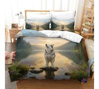 QEVAWPAE Siberian Husky Rilassante Pet Dog Copripiumino E Completo Di Biancheria Da Letto, Materiale Morbido E Traspirante, Perfetto Per Una Camera Accogliente Super King（260x220cm）