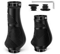 QEWERONE - Manopole per manubrio della bicicletta, design a doppio blocco, antiscivolo, ergonomiche, per mountain bike, BMX, bici da strada (nero (130 mm + 90 mm)