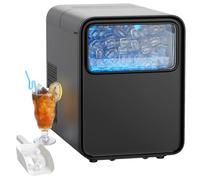 QEXREED macchina ghiaccio, macchinas per il ghiaccio, 9 cubetti pronti in 6 minuti, macchina del ghiaccio con maniglia portatile e cestello, 2 dimensioni di cubetti, 12 kg/24h, Autopulente