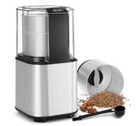 QEXREED Macina Caffe' Elettrico 150W, Macinacaffè Elettrico con Contenitori Rimovibili in acciaio inossidabile, 60g Capacità, per Chicchi di Caffè, Spezie, Cereali, Pepe, Noci