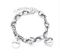 QEXTY Braccialetti d'Argento for Le Donne S925 Bracciale di Tendenza dell'amore Tridimensionale a Catena Spessa con Cuciture antiche Bracciali in Argento Sterling per Le Donne