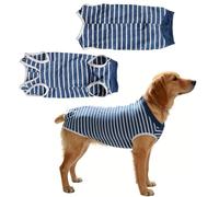 QEXUJOW Body post-operatori per cani,Tuta post-operatoria per cani taglia L, anti-leccamento, protegge la ferita, strisce blu.