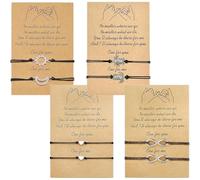 QEXUJOW Bracciali da donna Regalo per amiche/sorelle/madre e figlia Bracciale in acciaio inossidabile a forma di cuore Bracciale dell'amicizia Regalo di compleanno per la festa della mamma (set di 4)