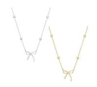 QEXUJOW Collane da donna,Due collane con ciondolo a fiocco, perfette per le feste.