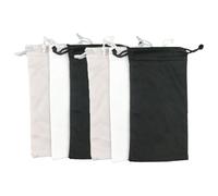 QEXUJOW Confezione da 6 custodie morbide per occhiali da sole e da vista, nei colori nero, bianco e grigio, con coulisse - pratiche custodie protettive portatili per occhiali da sole e da vista.