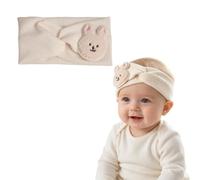 QEXUJOW Fasce da bambina,Una fascia per capelli da neonata color avorio con coniglietto, morbida ed elastica, con design incrociato, adatta sia per l'uso quotidiano che per il battesimo.