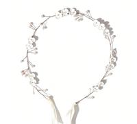 QEXUJOW Fasce moda donna,Questa fascia per capelli con motivi floreali, di perle e viticci è elegantemente progettata e regolabile, il che la rende adatta a matrimoni, cerimonie e altre occasioni.