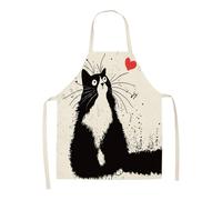 QEXUJOW Grembiuli,Grembiule in poliestere antimacchia e impermeabile con un simpatico disegno di un gatto, adatto per l'uso domestico, per corsi d'arte e per lavori manuali.