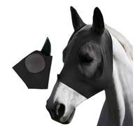 QEXUJOW Maschere protettive per cavalli Maschera antimosche per cavalli Protezione UV Protezione antizanzare con protezione per le orecchie (nero)