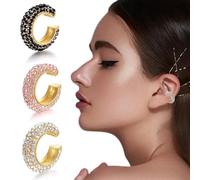 QEXUJOW Orecchini da Donna a Clip per Orecchio e Cartilagine con Piercing Finto in Oro 14 Carati - Argento e Oro Scintillante