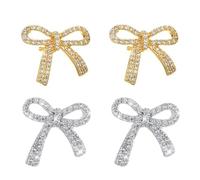 QEXUJOW Orecchini da donna Gioielli Splendenti Squisito Romantico Sposo Matrimonio Trasparente Cubic Zirconia Regalo di Festa Collana con Fiocco e Ciondolo per Donne Adolescenti (2 Paia)