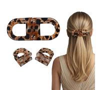 QEXUJOW Pinze per capelli,Set di due fermagli magnetici per capelli con stampa leopardata, resistenti ed eleganti, ideali come regalo o per uso personale.