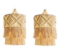 Qezodsx 2 X Mano Fatto A Muro Paralume Boemia macramè Boho Handcraft Nappa Arazzo sfondo testa parte parete