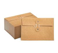 Qezodsx 40 buste in manilla con chiusura a laccio e tasche portadocumenti, 11,4 x 17,9 cm ()