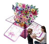 Qfdiwr Biglietti di compleanno di bouquet di s, biglietti di auguri pop-up, saluer i biglietti 3D pop-up della festa della mamma, biglietto di nota vergine e busta di ringraziamento carta, luci e
