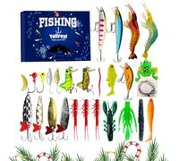 Qfdiwr Calendario dell'Avvento per esche da pesca,Calendario dell'Avvento per la pesca 2024 | Calendario dell'Avvento con amo di Natale | Calendario dell'Avvento 2024, conto alla rovescia di Natale