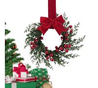 Qfdiwr Corona di Natale per porta, 25 cm, decorazione stagionale artificiale, corona di decorazione per la casa, per interni, chiesa, ufficio, appartamento, porta d'ingresso, parete finestra, cappotto