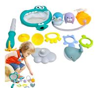Qfdiwr Giochi Da Bagno Per Bambini,Giocattoli Per Il Bagno Con Fori Di Drenaggio - Set Multifunzionale Portatile con Rete da Pesca, Ventose Modulari e per Bagnetto a Casa