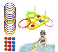 Qfdiwr Gioco Ad Anelli per Piscina | Gioco Acquatico con Triangolo in Schiuma Galleggiante - attività Sportive in Acqua con Palle per Abilità Motorie e Famiglie