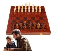 Qfdiwr Gioco da tavolo per scacchi in legno, set da gioco per scacchi | di da viaggio con pezzi degli | Gioco di, scacchiera pieghevole, gioco rompicapo per la casa e il
