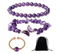 QFEHTHSK 2 Bracciali di Cristallo E 1 Anello con 1 Custodia, Braccialetto A Farfalla, Gioielli da Donna, Gioielli Eleganti, Gioielli da Donna alla Moda