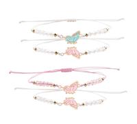 QFEHTHSK 2 Paia di Bracciali A Farfalla, Braccialetti Dell'Amicizia, Bracciali Intrecciati, Bracciali Regolabili, Bracciali Creativi, Eleganti Bracciali A Farfalla