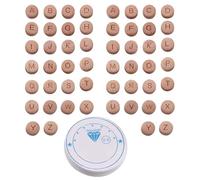 QFEHTHSK 52 Pezzi di Perline di Legno con Alfabeto Rotondo, 1 Rotolo di Filo Elastico per Perline, Gioielli con Lettere Inglesi Fatti A Mano, Accessori di Gioielli Fai da Te, Accessori con Fori