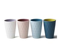 QFEHTHSK Confezione da 4 Bicchieri per Spazzolino con Texture A Diamante, Bicchieri Semplici per Spazzolini, Bicchieri per Riporre Gli Spazzolini, Bicchieri per Spazzolino Anticaduta in Plastica