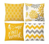 QFEHTHSK Confezione da 4 Fodere per Cuscini Decorativi, Fodere per Cuscini per Sedili 45 X 45, Fodere per Cuscini con Motivi Geometrici, Fodere per Cuscini in Lino, Adatte per Camera da Letto, Auto