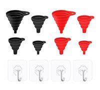 QFEHTHSK Imbuti Pieghevoli da 8 Pezzi E Ganci Trasparenti da 4 Pezzi, Imbuti in Silicone, Imbuti Domestici, Mini Imbuti, Imbuti da Cucina