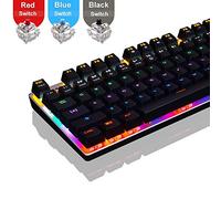 QFERW Tastiera Meccanica da Gioco Keyboard Edition Tastiera 87/104 Anti ghosting Interruttore Blu Luminoso Tastiera cablata retroilluminata Inglese/Russo, Russo 87 Tasti, Interruptor Azul
