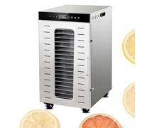 QFGain Essiccatore per Alimenti con Ruote Girevoli A 360° - Sposta Facilmente Il Tuo Essiccatore da 20 Vassoi in Cucina Senza Sollevarlo | A Doppia Ventola da 1600 W, Comandi Touchscreen 20Plates