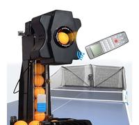 QFGain Macchina per Allenamento Palline da Ping Pong Intelligente da 50 W - Attrezzatura Automatica per Allenamento Palline da Ping Pong 4-40 M/S, Lanciapalle da Ping Pong con Telecomando,200balls